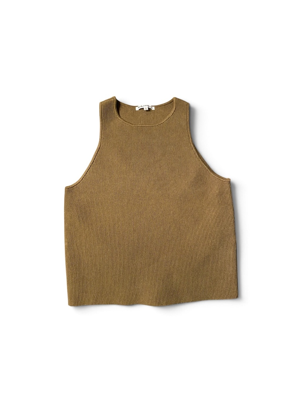 Reformation Olive Green Ribbed Knit Tank Top Sz-Small